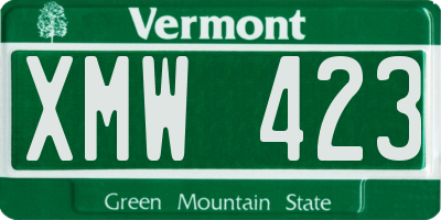 VT license plate XMW423