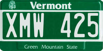 VT license plate XMW425