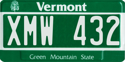 VT license plate XMW432