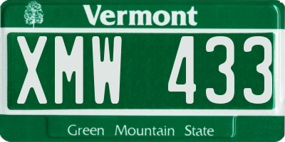 VT license plate XMW433
