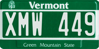 VT license plate XMW449