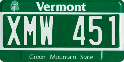 VT license plate XMW451
