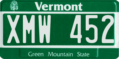 VT license plate XMW452