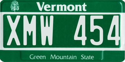VT license plate XMW454