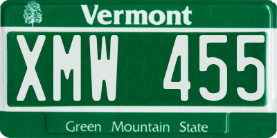 VT license plate XMW455