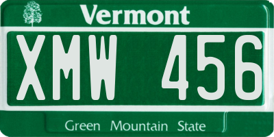 VT license plate XMW456