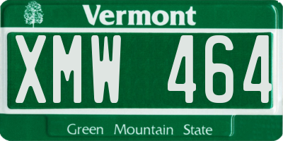 VT license plate XMW464