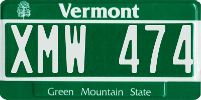 VT license plate XMW474