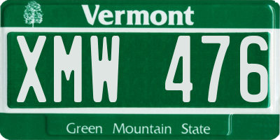 VT license plate XMW476