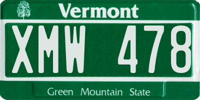 VT license plate XMW478