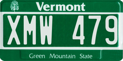 VT license plate XMW479