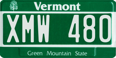 VT license plate XMW480