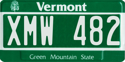 VT license plate XMW482