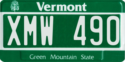 VT license plate XMW490