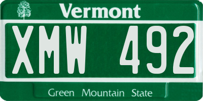 VT license plate XMW492