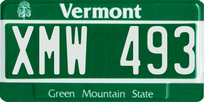 VT license plate XMW493