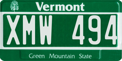VT license plate XMW494
