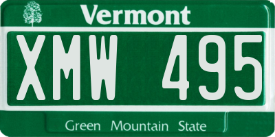 VT license plate XMW495