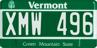 VT license plate XMW496