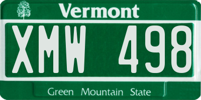 VT license plate XMW498