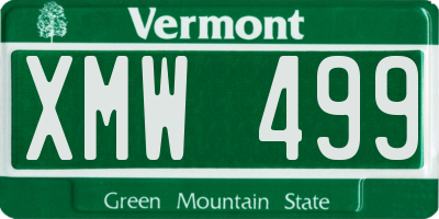 VT license plate XMW499