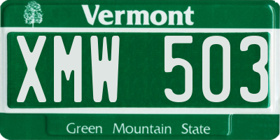 VT license plate XMW503