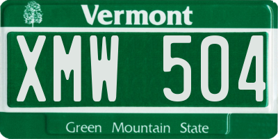 VT license plate XMW504