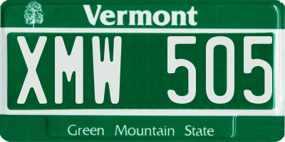 VT license plate XMW505