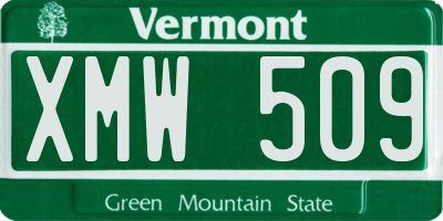 VT license plate XMW509