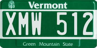 VT license plate XMW512