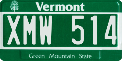 VT license plate XMW514