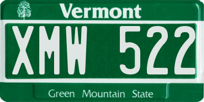VT license plate XMW522