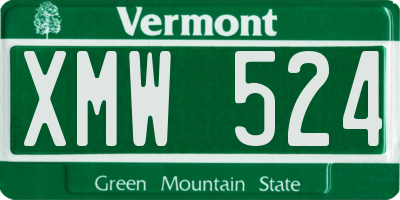 VT license plate XMW524