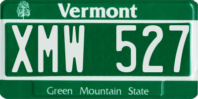 VT license plate XMW527