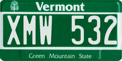 VT license plate XMW532
