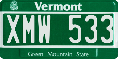 VT license plate XMW533