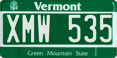 VT license plate XMW535
