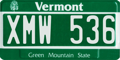 VT license plate XMW536