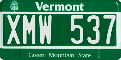 VT license plate XMW537