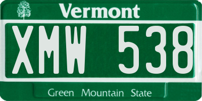 VT license plate XMW538
