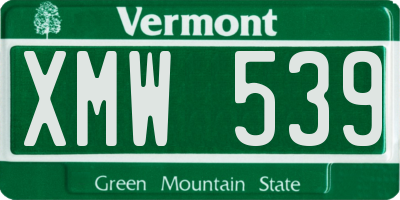 VT license plate XMW539
