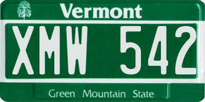 VT license plate XMW542