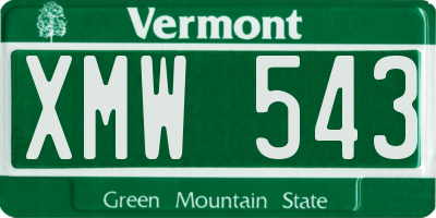 VT license plate XMW543