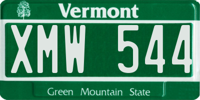 VT license plate XMW544