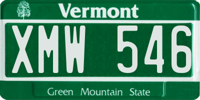 VT license plate XMW546