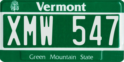 VT license plate XMW547
