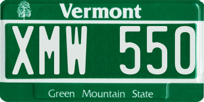 VT license plate XMW550