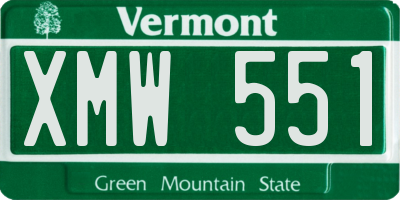 VT license plate XMW551