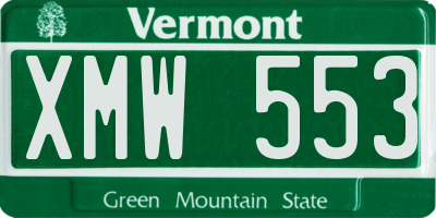 VT license plate XMW553