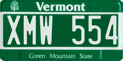 VT license plate XMW554